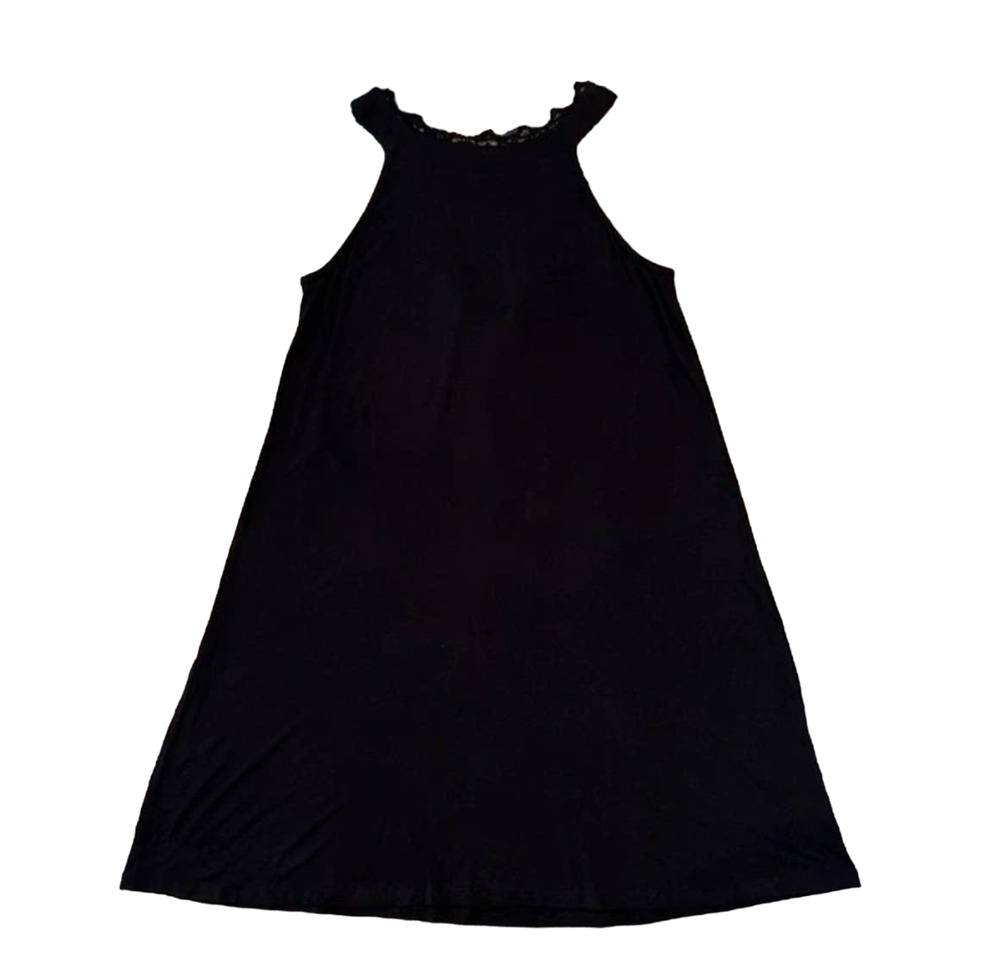 NWT Francesca's Alya Black Crochet Back Above the Knee Knit Dress